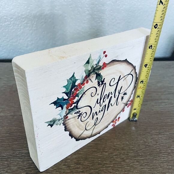 Silent Night Farmhouse Wooden Decor Sign - Picture 2 of 2